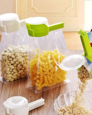 China Multi Purpose Kitchen Folding Seal Pour Airtight Small Storage Food Plastic Bag Custom Clip for sale