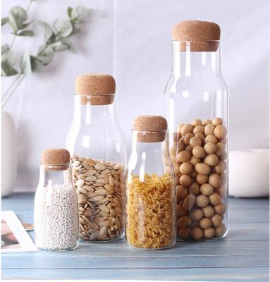 China Accessories Viable Portable Kitchen Oil Food Container Glass Milk Storage Transparent Bottle for sale