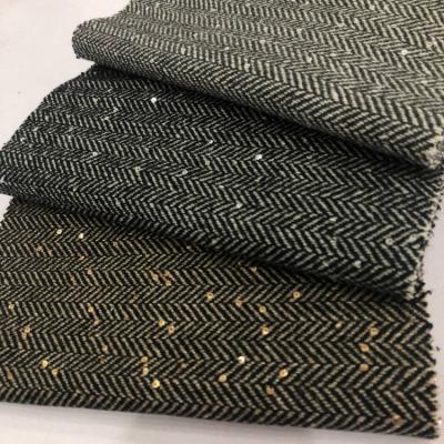 China Wicking 600g/m of 30% wool pearl shimmering piece beaded wool fabric wool fabric herringbone wool overcoat factory direct sale for sale