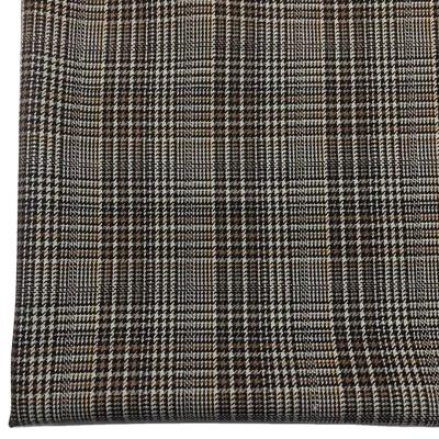 China Wicking all season black beige brown yellow plaid check spandex suit fabric in worsted 380g/m 250gsm 58%wool for sale