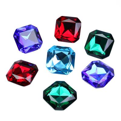 China Pointback Junjiao Square Octagon Shape Fancy Stone Jewelry Making Stones To Lead Back Stones For Clothes Decoration Glass Loose Beads for sale