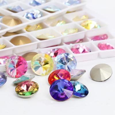 China High End Pointback Crystal Stone Rhinestone Rhinestone Nail Art Pointback Junjiao Laser Series Rivoli Rhinestone for sale