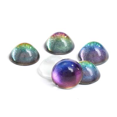 China Flatback Junjiao Polished Round High End Glass Stone Refracting Colored Flat Back Fake Stones For Nail Decoration Accessories for sale