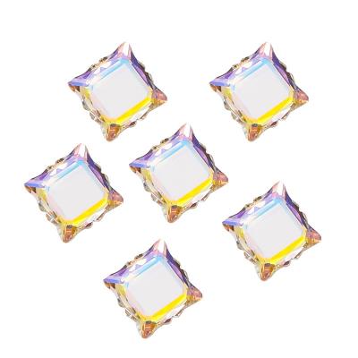 China Flat Back Nail Crystal For Nail Decoration Accessories News Mirror Flatback Junjiao Square Series Mirror Flat Back Magic Rhinestones for sale