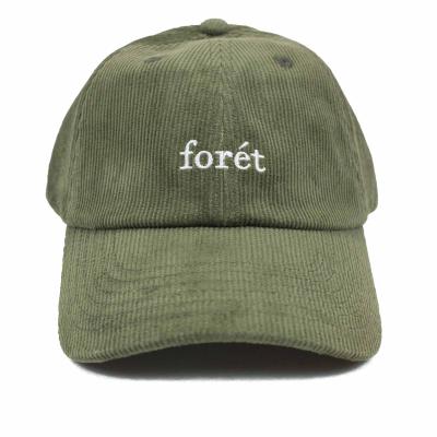 China The COMMON wholesale custom logo cordoroy baseball cap corduroy unstructured olive green dad hat embroidered for sale