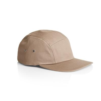 China Custom Logo Khaki Flat Brim White Five Panel Cotton Stocking Hats With Metal Grommets for sale