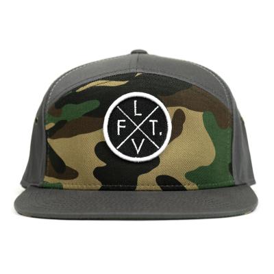 China JOINT Manufacture Cotton 5 Panel Camper Hat High Quality Custom Logo Flat Brim Label Patch Hats for sale