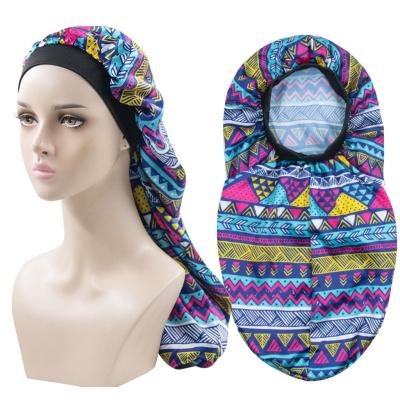 China New Image Fashion Wholesale African Satin Pattern Long Sublimation Hair Caps For Women for sale