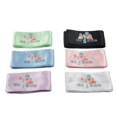 China Plain Custom Design Logo Silk Hair Wraps Satin Hair Bands Private Logo for sale