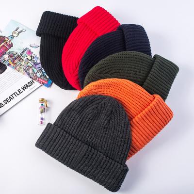 China COMMON wholesale custom white knit hat slapped acrylic slouchy beanies hats high quality knitted for men and women for sale