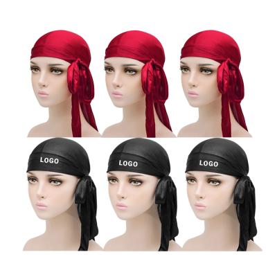 China DecorateÂ   Summer Silky Breathable Luxury Durag Fashion Durags Custom Long Tail Headwraps For Men for sale