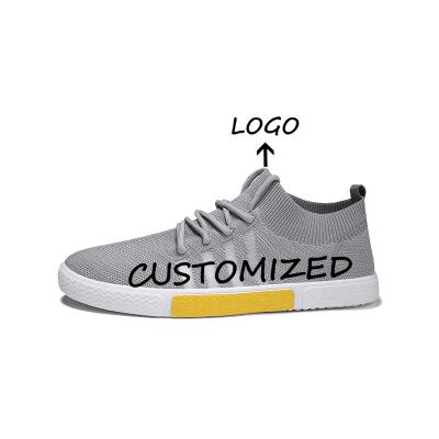 China Cushioning Factory Wholesale Good Prices Custom Design Mens Fly Knit Breathable Casual Shoes For Light Gray for sale