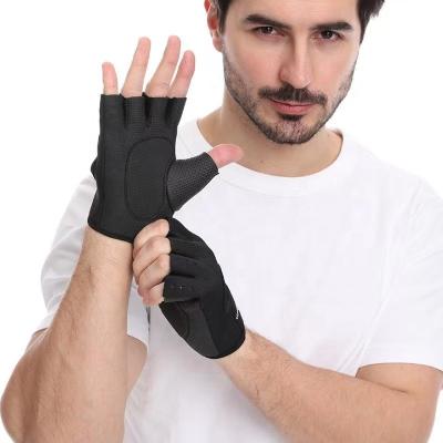 China Weightlifting Unisex Half Finger Fitness SBR Neoprene Polyester Black Gloves For Riding Sports for sale