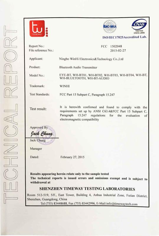 FCC - Ningbo Winhi Electronic Co., Ltd.