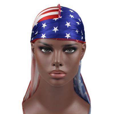 China RELIGION Hot Selling Colorful Unisex Dollar Printing Hair Unisex Adult American Flag Printed Silk Satin Durag Durags for sale