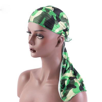 China Hot Selling Custom Durags Multifunctional Camouflage Printed Pirate Hat Logo Designer Durags Long Tail For Women Men for sale