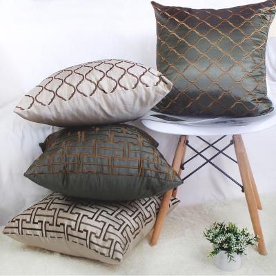 China Retro And Nostralgc Decorative Square Shape Pillow Cover Geometric Look Silk Embroidery Customized Cushion Cover Pattern HT-PCTEC-H-A-B for sale