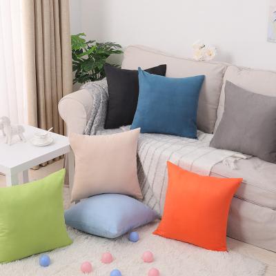 China Classic Fancy Candy Colors Simple Dyed Suede Sofa Cheap Cushion Cover Decorative Throw Pillow Case For Wholesale for sale