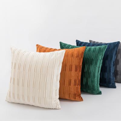 China Folded Soft Solid Sofa Cushion Case Decorative Throw Pillow Covers 18x18 Velvet Tiles For Bedroom Car Outdoor for sale