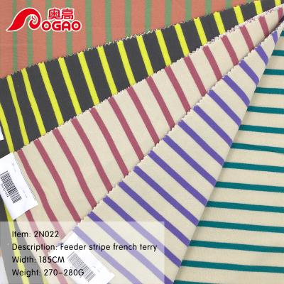 China DIMENSIONAL Manufacturer Own Design Custom Knitted French Terry Fabric 32S Cotton Driver Stripe French Terry Coat for sale