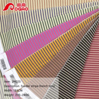 China DIMENSIONAL Manufacturer Own Design Custom Knitted French Terry Fabric 32S Cotton Driver Stripe French Terry Coat for sale