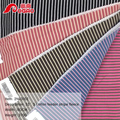 China DIMENSIONAL Manufacturer Own Design Custom Knitted Fabric 32S Cotton Conductor Stripe Fleece Terry Coat for sale