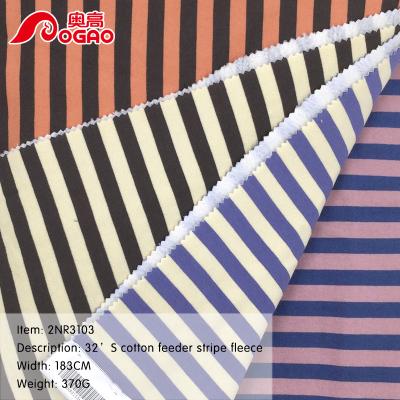 China DIMENSIONAL Manufacturer Own Design Custom Knitted Fabric 32S Cotton Conductor Stripe Fleece Terry Coat for sale