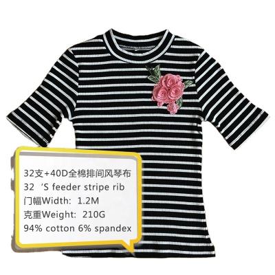 China Breathable 32'S Driver Stripe Rib With Spandex/Cotton/Spandex/Rib/Knitted/Fabric/Men/Boy/Girl/Women/Lady/Dress/Garment/Polo Shirt/T-shirt for sale