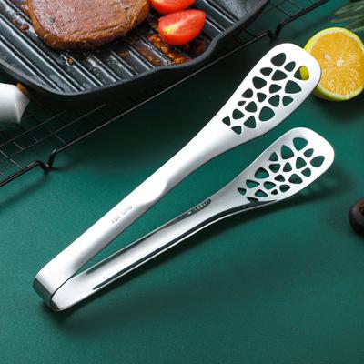 China Easily Cleaned Shake Type Barbecue Meat Clip BBQ Tong Thickened 304 Stainless Steel Food Cooking Tool Anti Heat Bread Pastry Clamp for sale