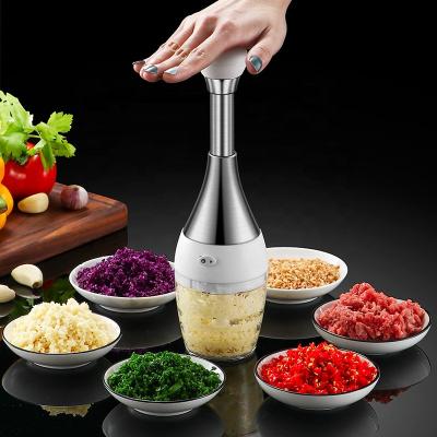 China Rolling Type Viable Salads Chopper Masher Stirrer Mince Chopper Slap Press Vegetable Garlic Nuts Onions Manual Hand Chopper Dicer Food for sale