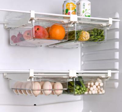 China Freshness Keeping Storage Rack for Refrigerator Fridge Organizer Adjustable Stretchable Basket Drawers Spacer Slide-Out Layer for sale