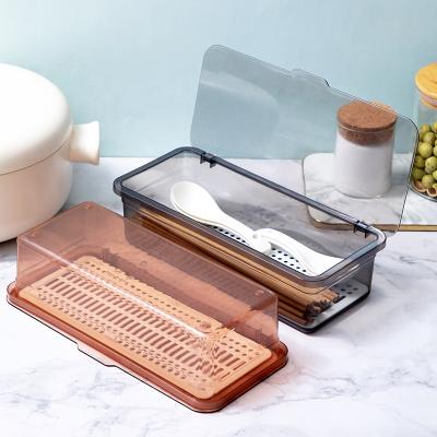 China Sustainable Household Basket Canister Kitchen Draining Rack Spoon Strainer Dish Drainer Chopsticks Canned Storage Rack With Lid for sale