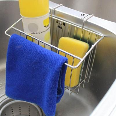 China Sustainable Metal Dish Sponge Soap Brush Holder Bath Recycled Kitchen Storage Shelves Collapsible Colander With Extendable Handles for sale