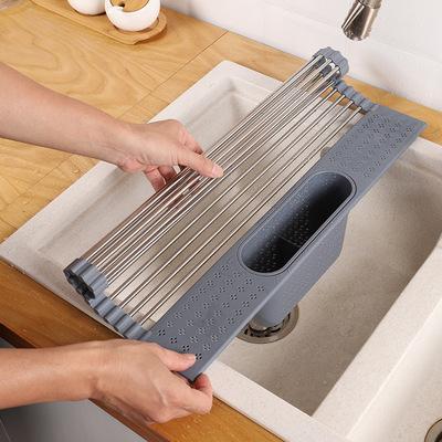 China Workable Over Sink Roll Up Drying Rack Holders Universal Rolled Cart Organizer For Kitchen Utensils Washed Utensil for sale