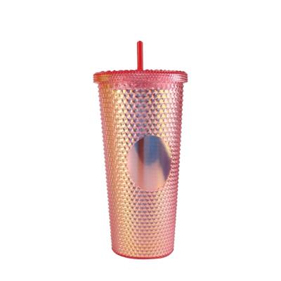 China Durable Straw Water Bottle Plastic Coffee Cups 16oz 20oz Double Wall Travel Tumbler for sale