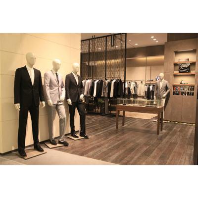 China Wooden Mens Clothing Display Rack Retail Clothing Store Furniture Mens Cloth Shop Interior Design for sale