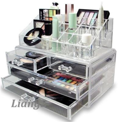 China Chain Store Made In China Acrylic Lucite Clear Makeup Organizer With Drawers for sale