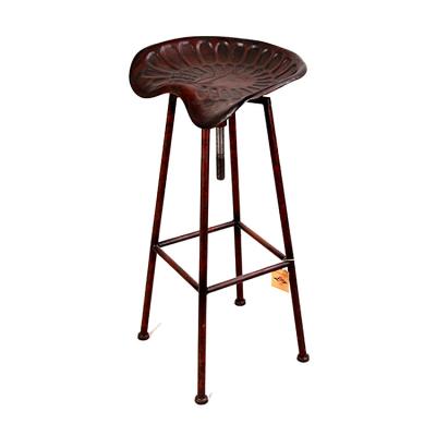 China Eco - Friendly Tractor Swivel Counter Seat Bar Stool Used Metal Bar Antique Commercial Furniture Brown / Silve Wood Finish for sale