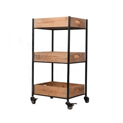 China Rustic Factory Custom Serving Bar Cart With Wheels for sale