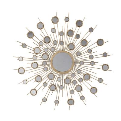 China INNOVA RTS Design Traditional Antique Sun Shaped Metal Framed Mirror , Gold Finished Round Wall Hanging Mirror for sale