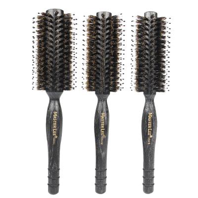 China Masterlee Brand Durable Boar Bristle Round Hair Brush With Nylon Pin Wooden Detangling Large Round Brush for sale