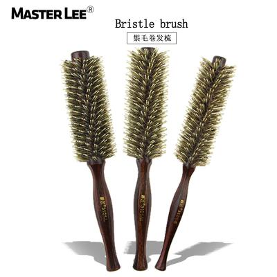 China Masterlee Nondisposable Brand Wooden Handle Round Brush Wave Hair Brush Boar Custom Luxury Bristle Brush for sale