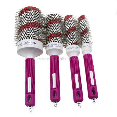 China Brand Professional Beauty Masterlee Salon Rubber Round Hair Brush,Nano Ceramic Thermal Nylon Hair Straightener Brush Hair Brush for sale