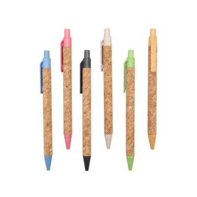 China Pen Cork promotional ballpoint pen + wheat straw material accessories, environmental protection ballpoint pen à venda