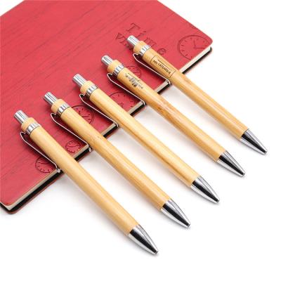 China Promotional Pen Eco Friendly Bamboo Wooden Pen Retractable Wooden Ballpoint Pen Custom à venda