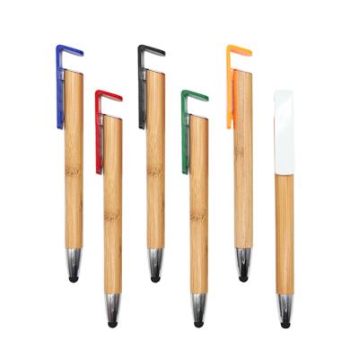 China Promotional Pen Bamboo Pen Mobile Phone Holder Touch Screen Ballpoint Pen zu verkaufen