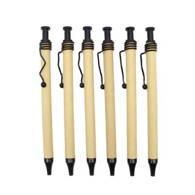 Cina office & School Pen Steel Pen Clip Paper Tube Ballpoint Pen Logo Environmentally Friendly Recyclable Pen in vendita