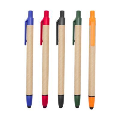 Китай office & School pen hot sale eco recyclable paper ball pen with touch screen stylus, touch pen продается