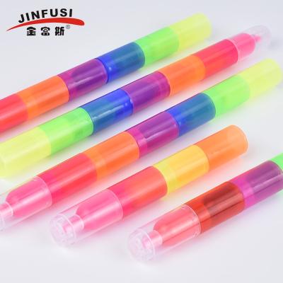 China PP School Paint 6 Sections Graffiti Marker Custom Logo Multicolor Pen Highlighter Bar zu verkaufen