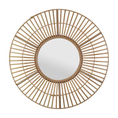 China 100% Handmade mirror round antique decorative living room furniture handmade wood bamboo and rattan  home mirror decor wall for sale